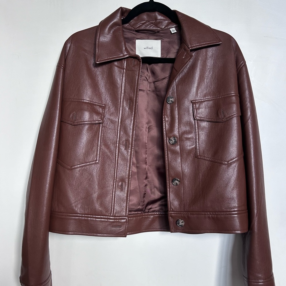 Aritzia Wilfred Button Leather Vegan Jacket